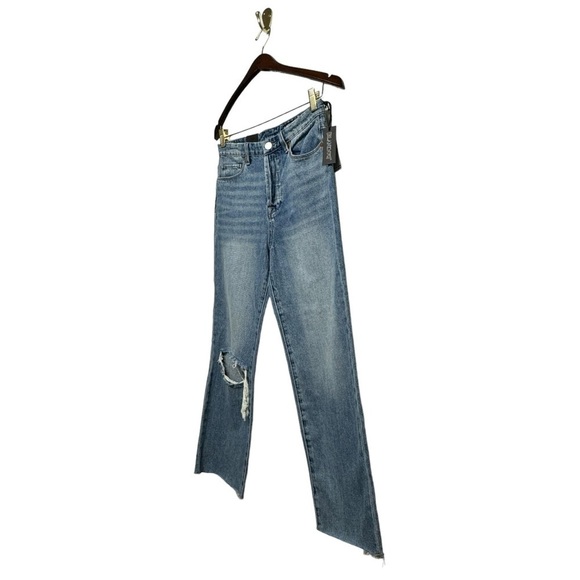 NWT BLANK NYC Baxter Super High Waist Ripped Raw Hem Straight Leg Jeans 25 - Picture 6 of 10